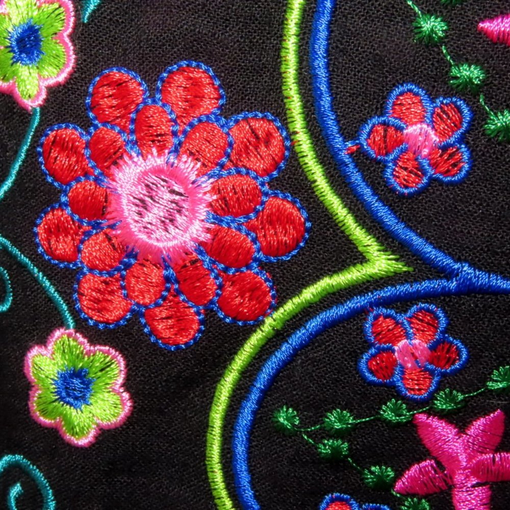 Stunning Bohemian Blouse • Real Embroided Fancy Flowers • 3/4 Bell Sleeve - Picture 3 of 7